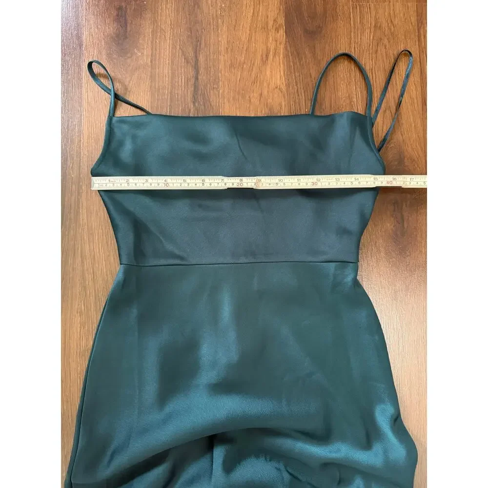 BHLDN Cali Satin Cowl Neck Midi Slip Dress NWT Green Sz 0 Wedding Guest Formal